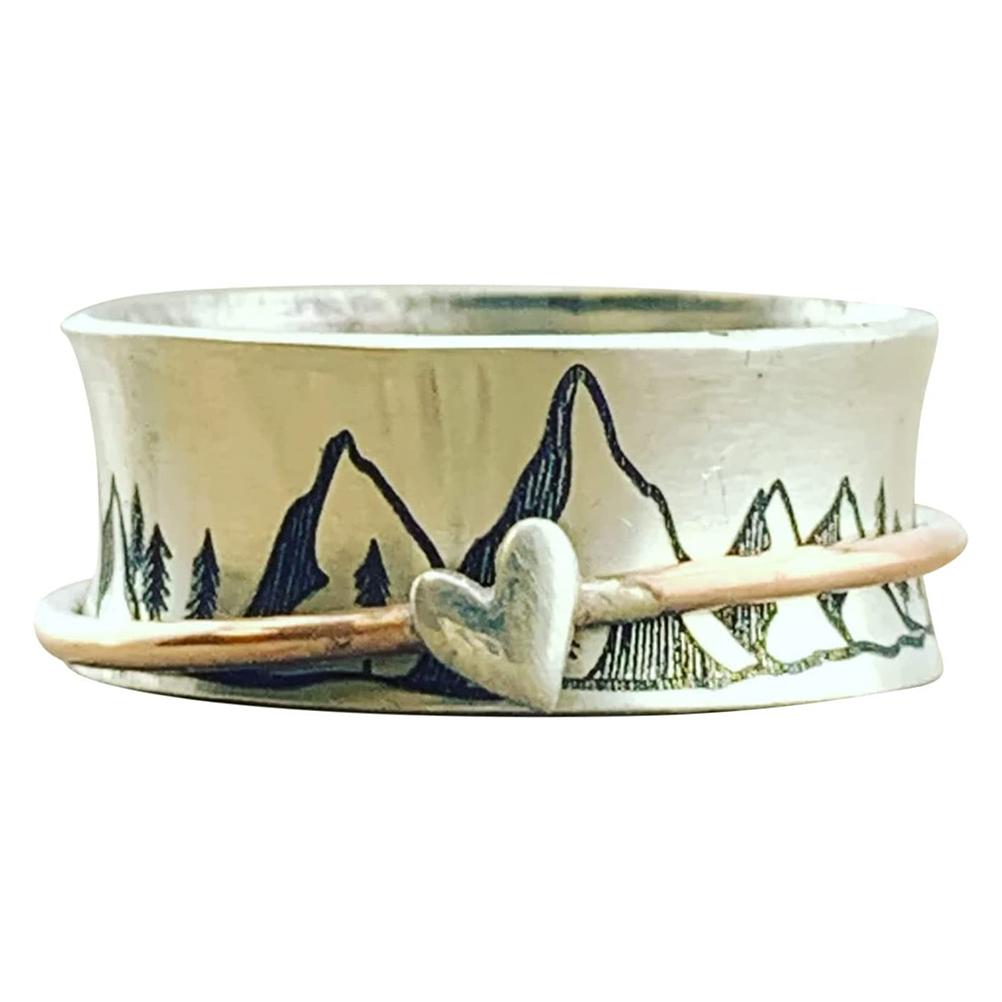 Obracający się pierścień Pierścień inspiracji Pierścień górski Pierścień do medytacji Pierścień inspiracyjny Pierścień na Dzień Matki Biżuteria Prezent dla kobiet