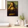 Women Wall Art Funny Humorous Female Figure Painting Retro Cover Nose Design Canvas Print for Home Hotel Apartment Dorm Decor