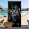 Asciugamano da Spiaggia Personalizzato Harley-Davidson, Stampa il Tuo Nome Testo Asciugamano Leggero Assorbente per Nuoto Viaggio