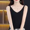 Frauen Tank MODERNE NEUE SAGA Sommer Gestrickte T-shirt Ärmellose Basic Tees Weste Unterwäsche Stricken Top Weibliche V-ausschnitt