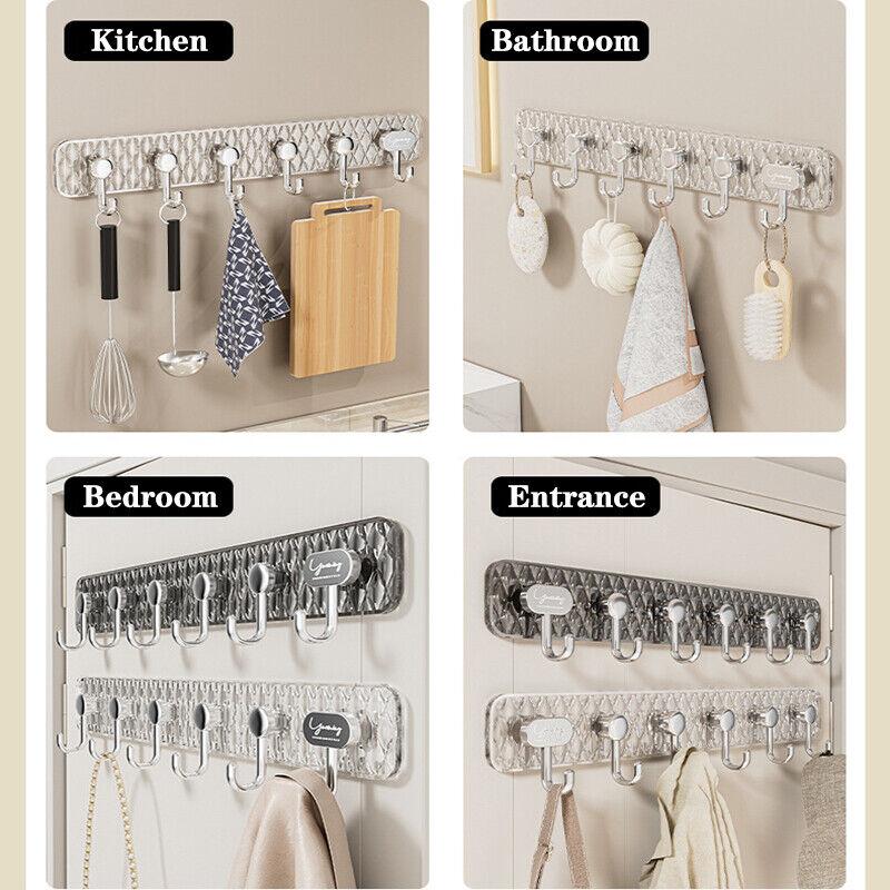 6 Hooks Coat Rack Wall Mounted Hook for Kitchen Bathroom Clothes Hanger