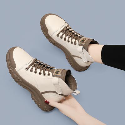 High-top Shoes Martin Boots Women's Soft Leather Autumn and Winter New Korean Version Short Boots Sports Casual Shoes Fashion Flat Women's Shoes