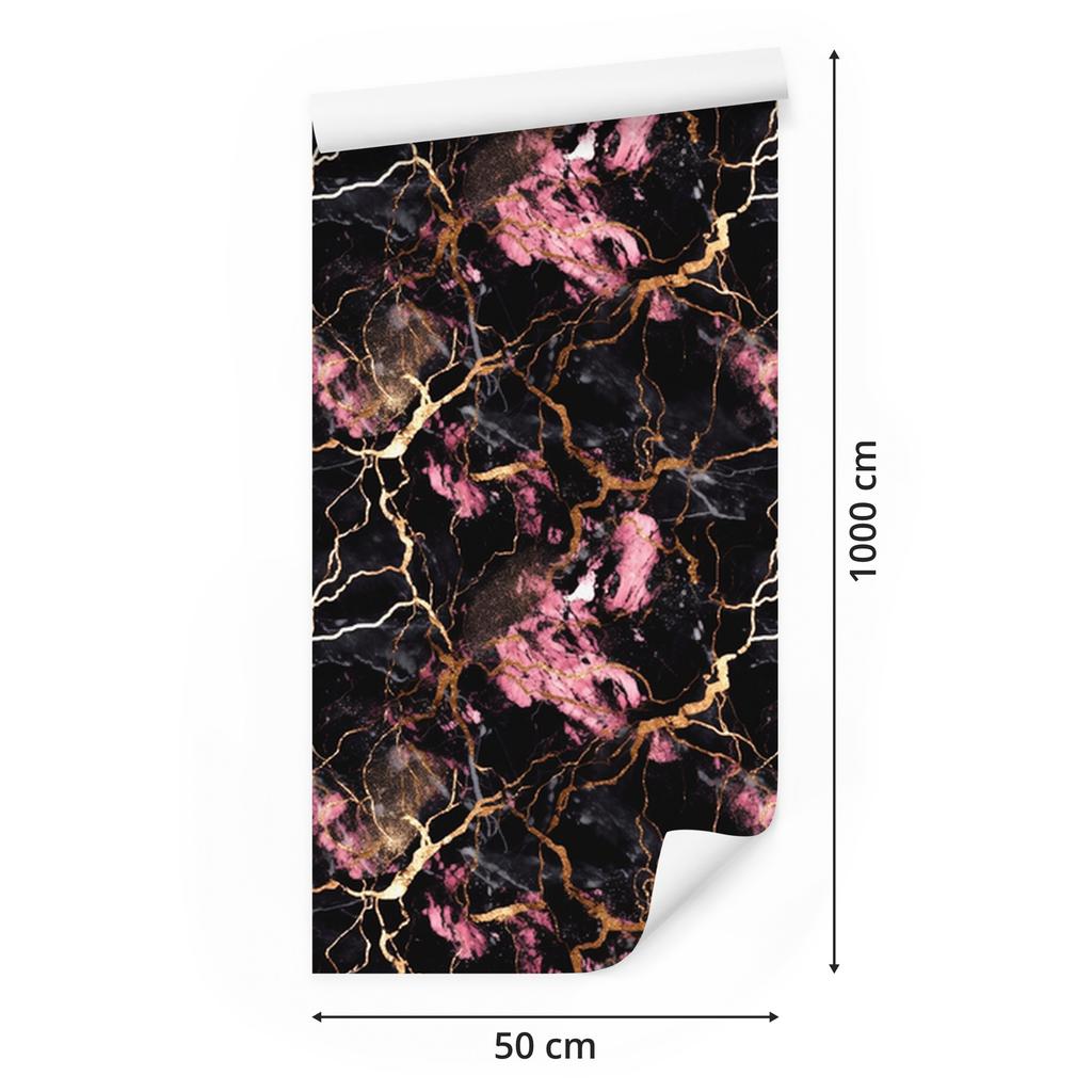Marble Black and Burgundy Wallpaper for Living Room and Bedroom 50x1000
