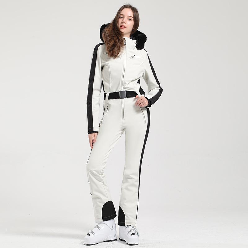 Women's Slimming One-Piece Windproof Ski Suit - Thickened and Warm