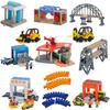 Car Wash Rail Car Set Train Scene Children Fire Station Police Station Simulation Toy  Station Bridge Wooden Train Tracks Toys