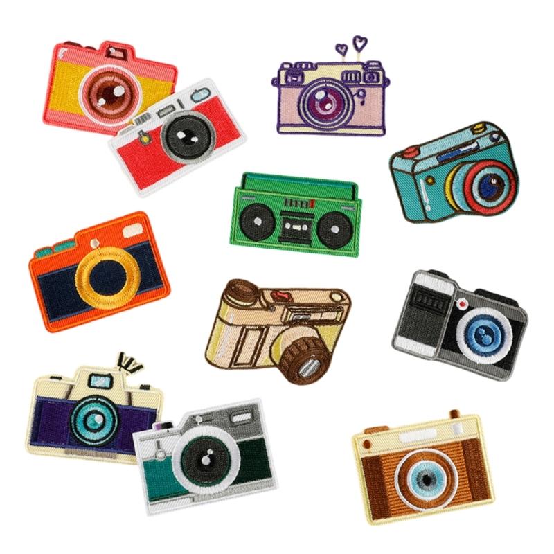11 Pcs Cartoon Camera Iron On Patches Clothing Patches Colorful Repair Patches Embroidery Patches for Bag Decoration