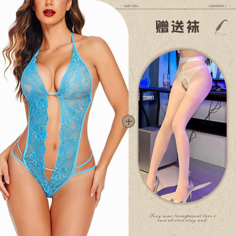 European and American sexy lingerie perspective backless body sculpting lace