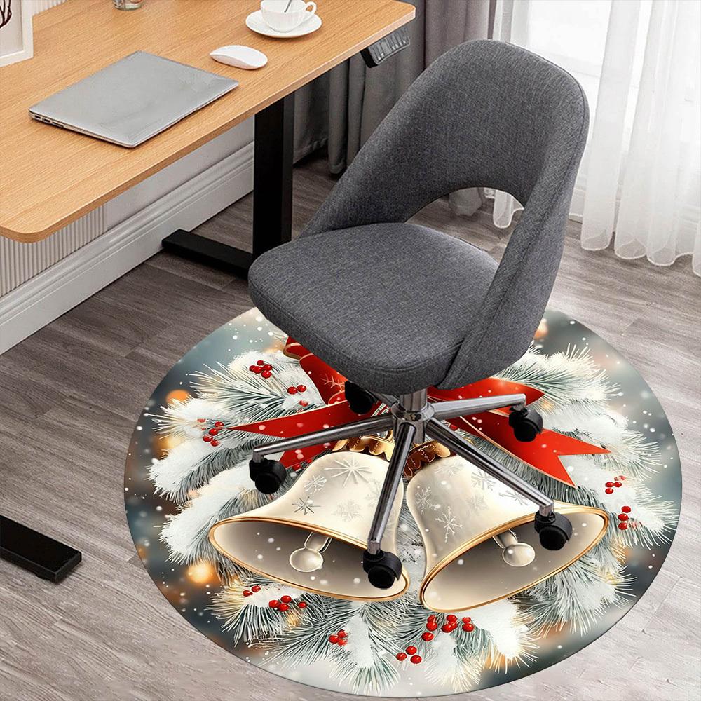 1PC Christmas bells snowflakes Office Round Area Rug, Under Office Chairs Bedroom Living Room Home Decor, Carpet for Office -1110048