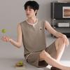 Men's pajamas summer thin cotton vest shorts cool summer men's casual can wear large size loungewear