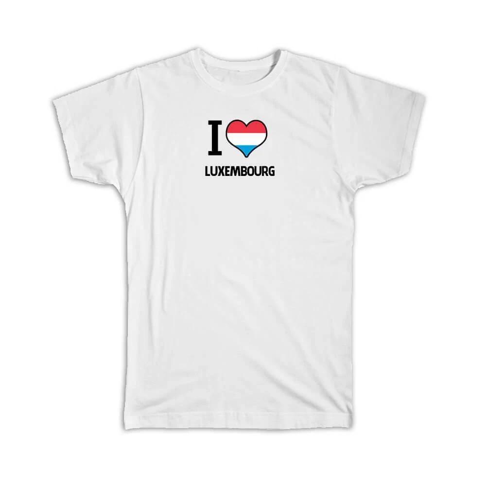 

Gift T-Shirt : I Love Luxembourg Flag Heart Country Crest Luxembourger Expat L