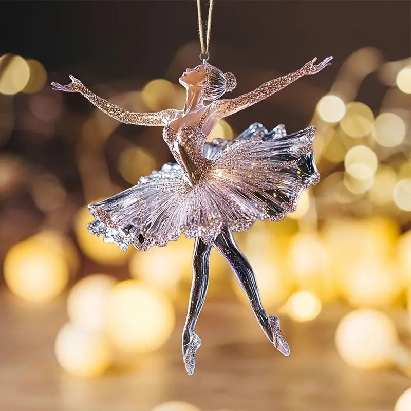 Sparkling Ballet Dancer Acrylic Keychain – Christmas Bag Charm and Car Hanging Ornament