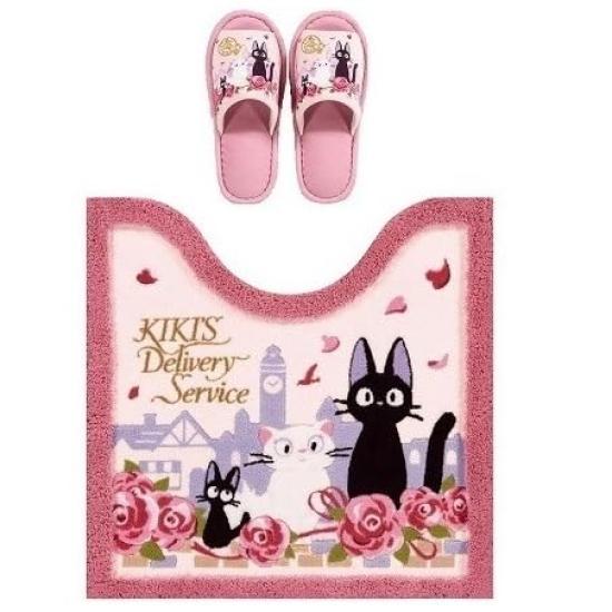 Delivery Service Toilet Mat and Slippers Set Size Toilet Mat Senko Date with Jiji Studio Ghibli Kiki's 2-Piece (Regular + Slippers)