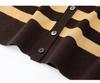 Color Block Striped V-Neck Slimming Knit Women's Cardigan, New Autumn Style, Merino Wool Silk Blend