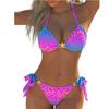 Women's Color-Blocked Leopard Print Fashion Sexy Split Bikini Swimsuit