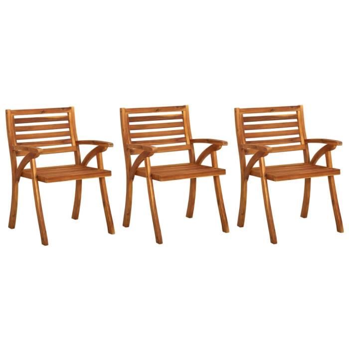 VidaXL Garden Dining Chairs with Cushions 3 Pcs Solid Acacia