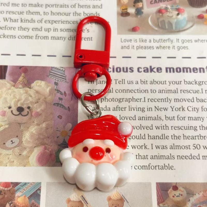 Cute Cartoon Christmas Pendant Santa Claus Tree Snowman Keychain Car Key Ring Backpack Decoration Accessories Children Gifts