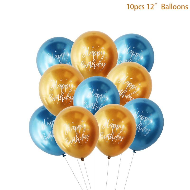 10pcs 12inch Happy Birthday Balloons Chrome Metallic Latex Balloons Birthday Party Decoration Happy Birthday Balloon Decor 12INCH