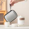 Portable Ceramic Travel Tea Set: Quick-Brew Pot & 4 Cups for Outdoor & Car Use, Simple Carry-Along Gift