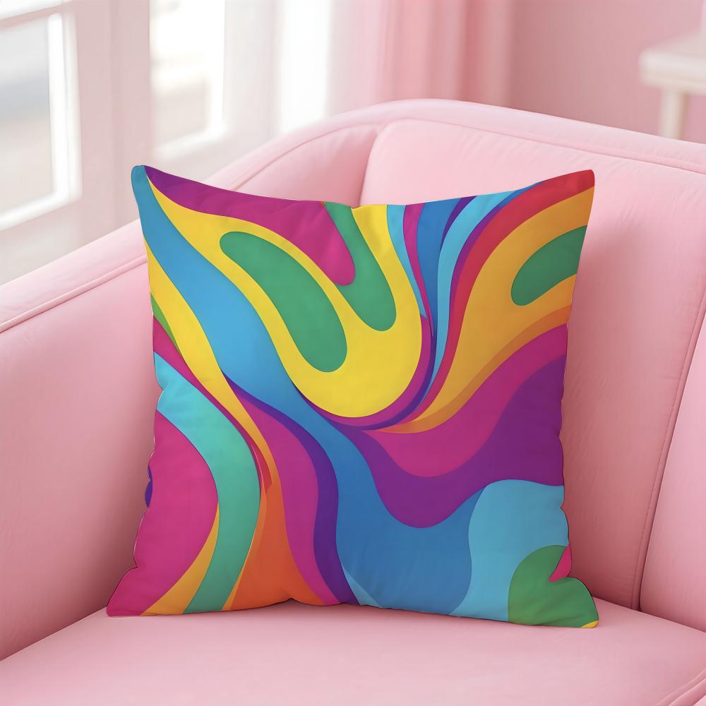 Dopamin-Stil Malerei Kissenbezug Kissenhülle Kurzer Plüsch Verdeckter Reißverschluss Raum Sofa Kissenbezug