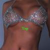 Rhinestone Blue Tassel Body Chains Bling Crystal Bikini Bra Panties Short Skirt for Women Waist Belt Chains Jewelry