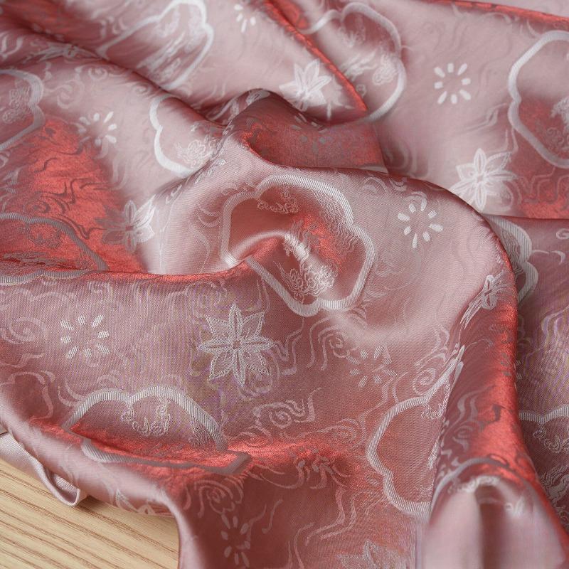 Dual-Color Embroidery Jacquard Silk Fabric for DIY Sewing Horse Glossy Shirt Cheongsam Hanfu Vest Pants Smooth Opaque Cloth
