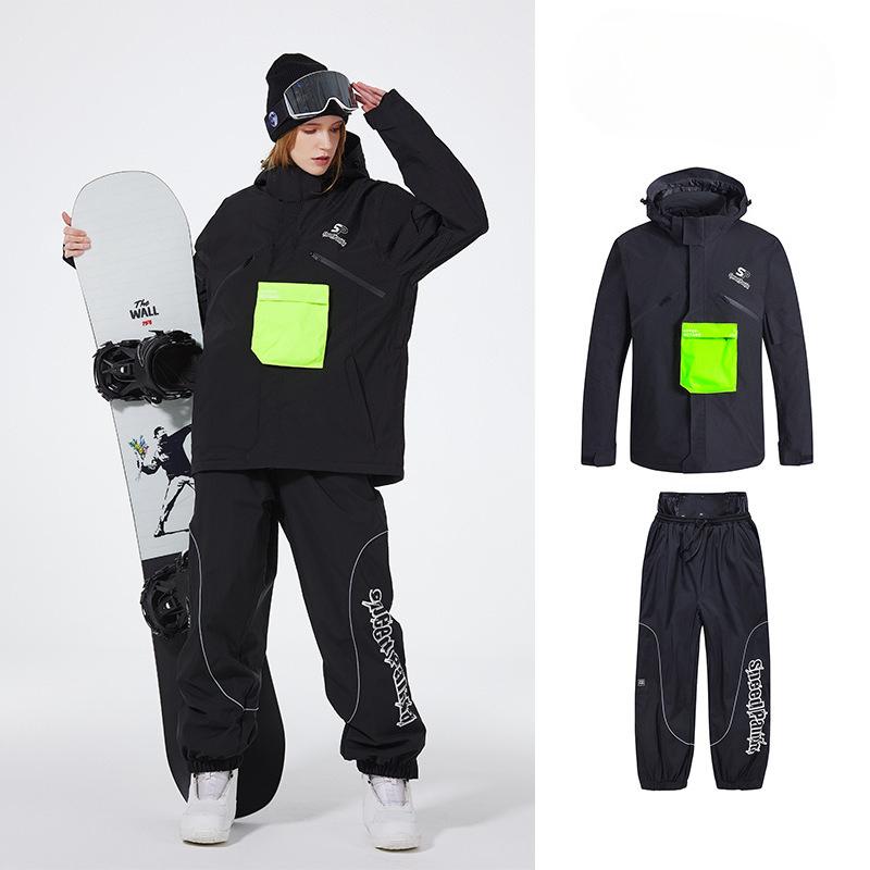 Herren- und Damen-Skianzug Outdoor Winter Warm Snowboardanzug Wasserdicht Winddicht Skijacke und Hose Set Übergröße Atmungsaktiv Isoliert Schneeanzug