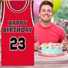 Happy Birthday 23 Banner Backdrop Background Red Basketball Star Player Sports Theme Decor for Man Boy 1st Birthday Party Baby Shower Photo Booth
