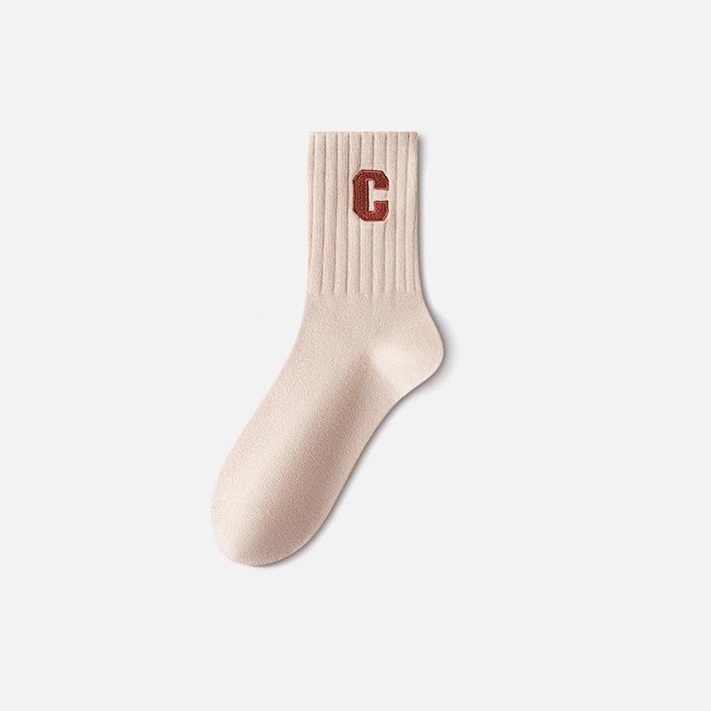 Women's Mid-Calf Cotton Socks - Odor-Resistant, Sweat-Absorbent, Breathable, Coffee Color - Perfect for Autumn & Winter