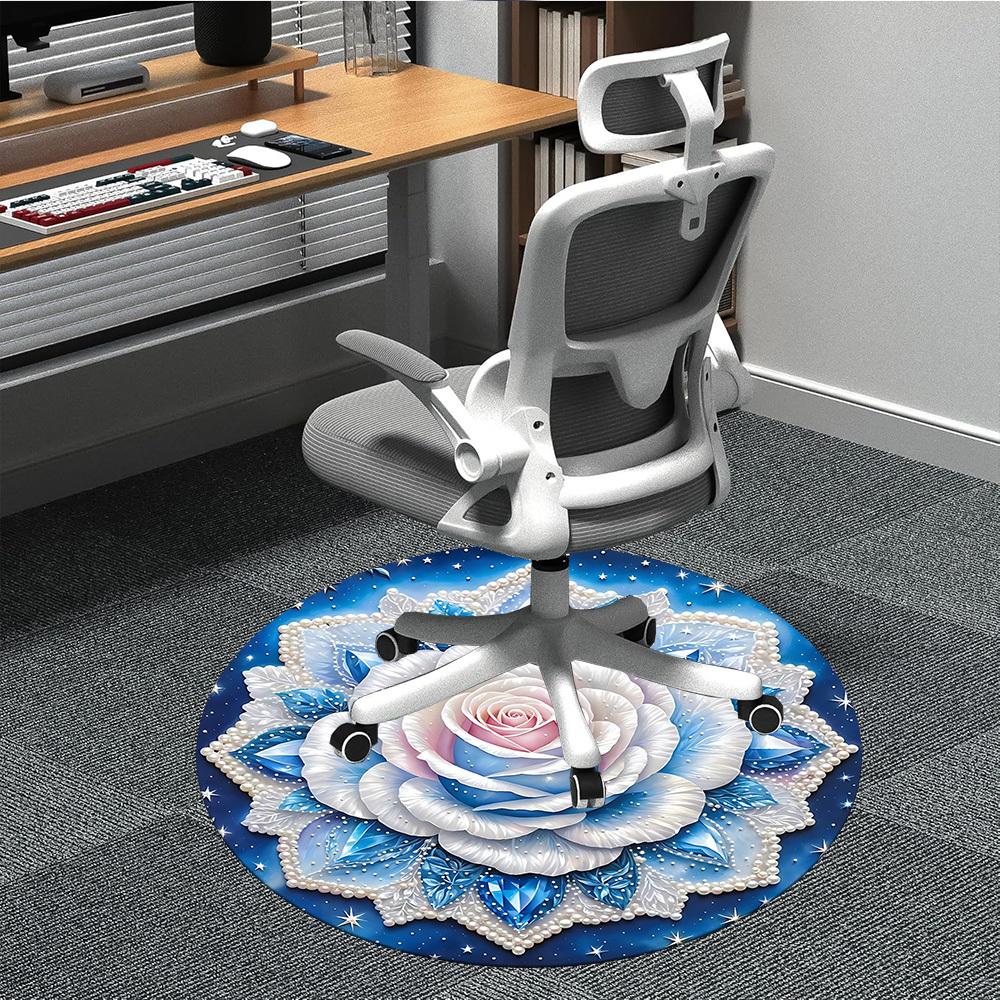 

1pc Snowflake Rose Mandala Chair Carpet for Office, Round Polyester Mat, Indoor Decor for Office, Washable Non-slip Carpet yy251219076 80cm by 80cm