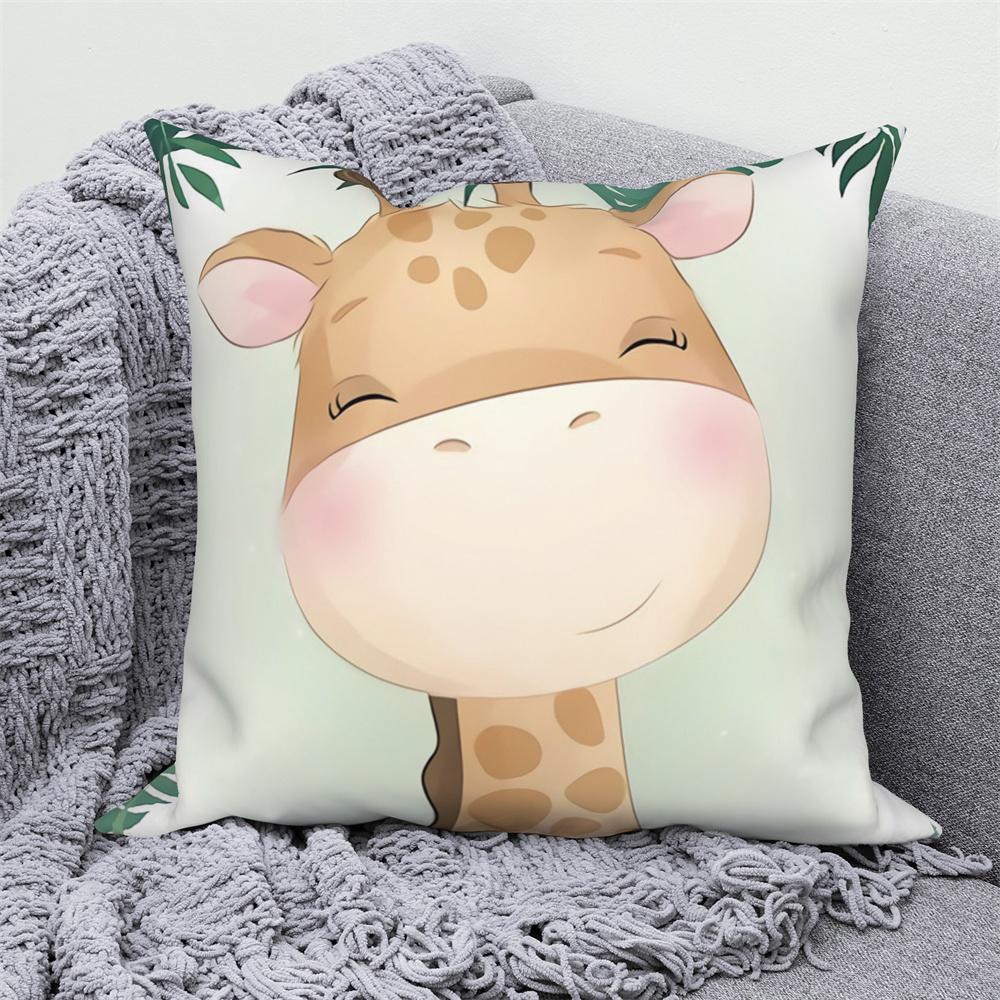 

Белая наволочка с милым мультяшным животным принтом, декоративная наволочка для дивана 60x60cm