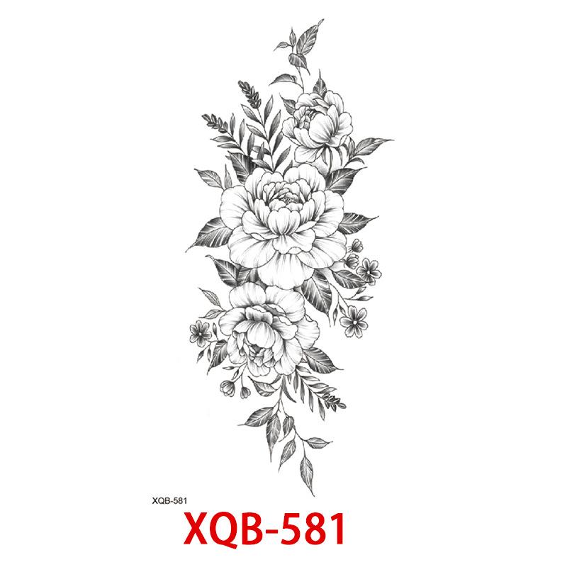 Small Full Arm Tattoo Sticker, Flower Letters, Plain Flower Tattoo Sticker Tattoo