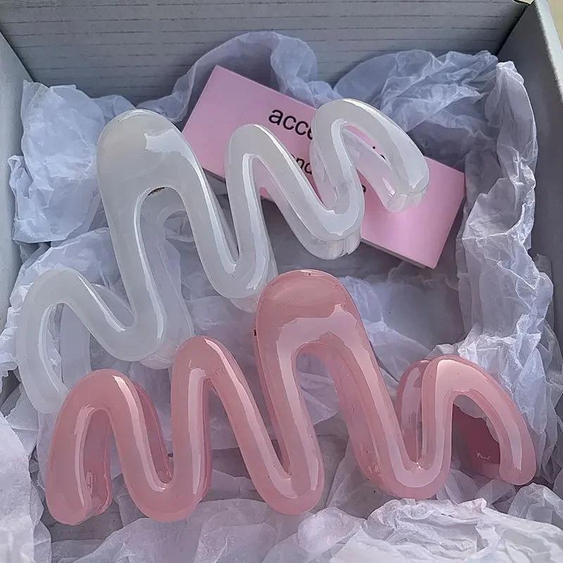Nové barevné Jelly Wave Hair Claw Vlásenka Ženy Dívky Módní Design Korejský Sladký Jednoduchý Nepravidelný Spona do vlasů Pokrývky hlavy