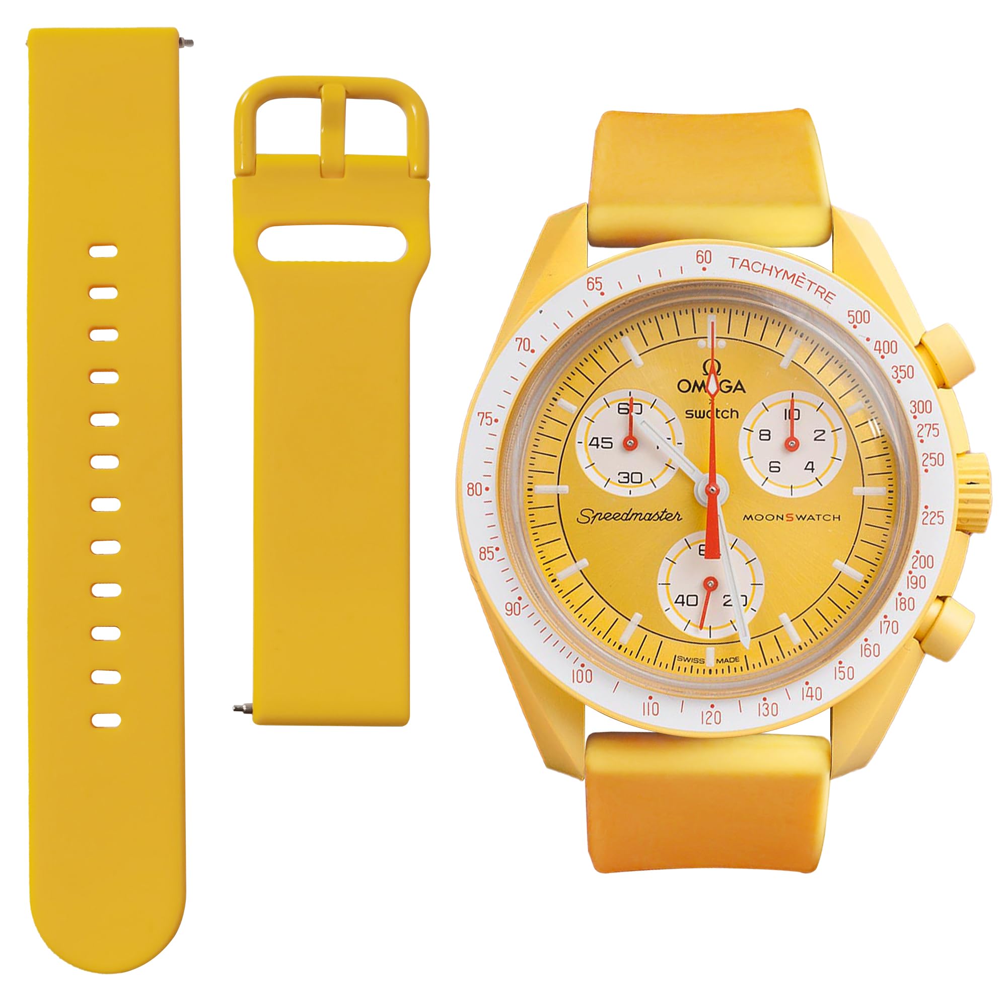 

20 мм ремешок для часов Omega X Swatch Speedmaster Moon Swatch силиконовый ремешок простая замена для мужских и женских часов ремешок [Ocdin] (солнце)