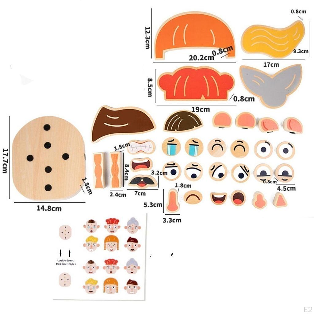 Face Change Blocking Puzzle, Wooden Educational Toy, Development Toys for 36 Months And More