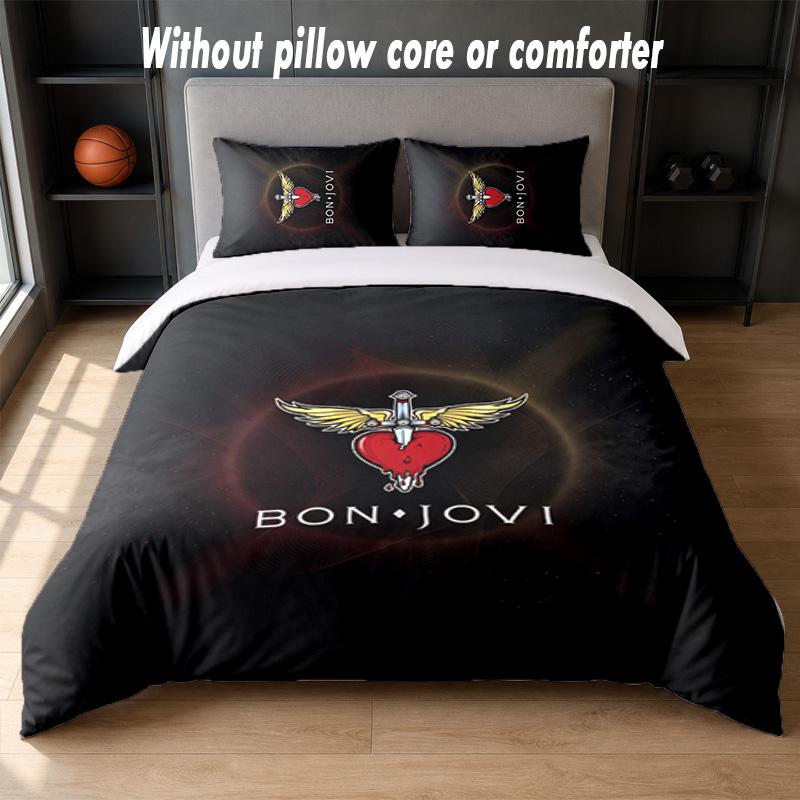 Set Biancheria da Letto Design Bon Jovi 1 Copripiumino + 2 Federe Morbido Traspirante Biancheria da Letto per la Casa