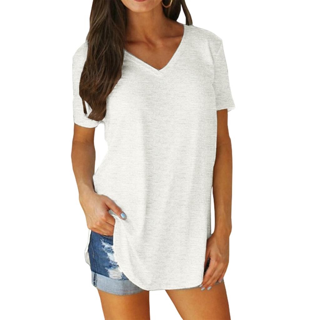 Women's Fashion Casual Blouse Plus Size T-Shirt V-Neck Short Sleeve Top