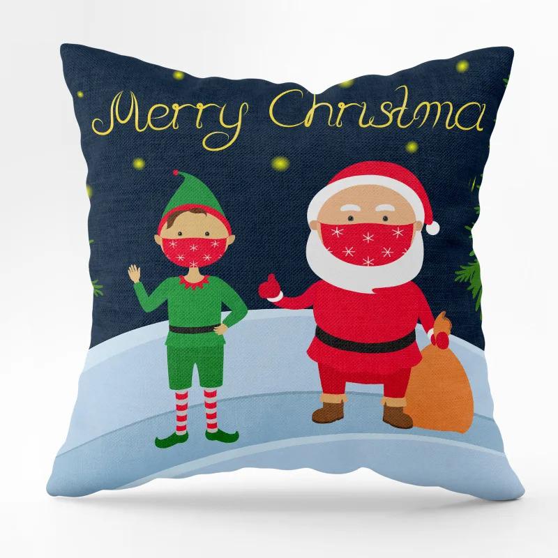 Christmas Abstract Santa Claus Pattern Print Home Decorative Cushion Cover Living Room Sofa Pillowcase