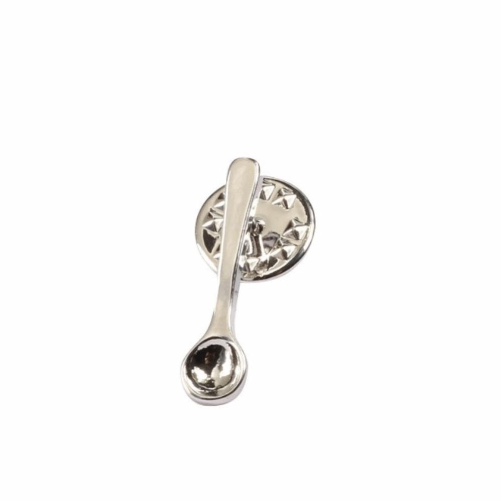 Small Size Coffee Spoon Lapel Pins Creative Metal Metal Badges Spoon Brooch Jackets Accessories