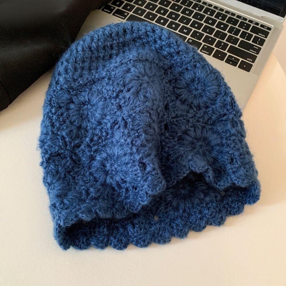 Hollow Mesh Knitted Hat Handmade Crochet Skullies Cap Retro Bucket Hat For Women