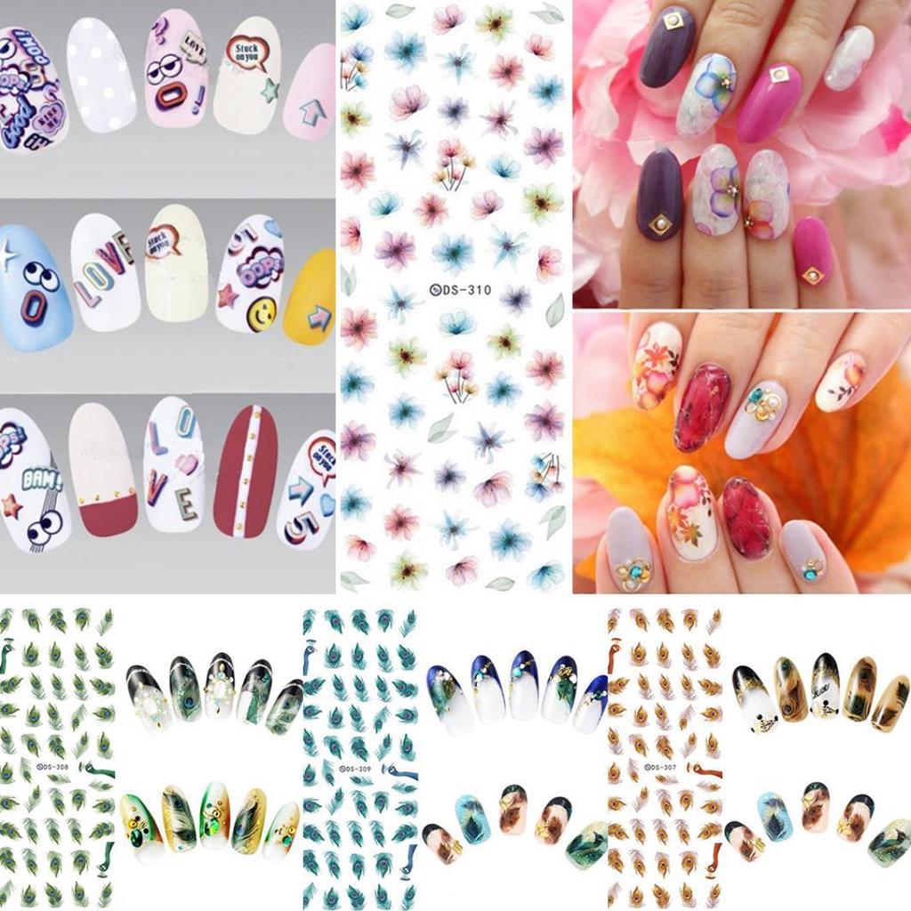 1 Sheet Flowers Water Transfer Decals Nail Art Stickers Tips DIY Manicure Tools