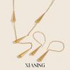 Xia Ling Stainless Steel Teardrop Tassel Y-Chain Necklace Bracelet 18K Gold Fashion Jewelry for Women