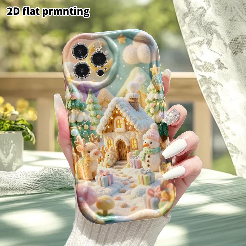Phone Case: 2D Flat, Suitable for iPhone 18 17 16 15 14 13 12 Pro, Winter Christmas Cottage, Perfect Christmas and Halloween Holiday Gift