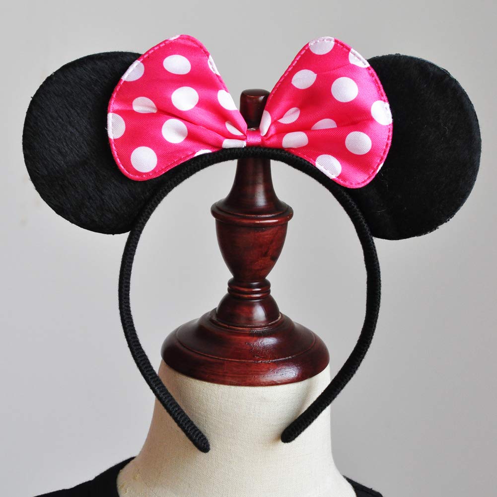 [CQDY] Transform Into a Minnie Mouse-esque Princess Dress (Children's Dress + Headband) 2-Piece Set, Polka Dot Minnie-Style Cosplay, Girls' Dress,