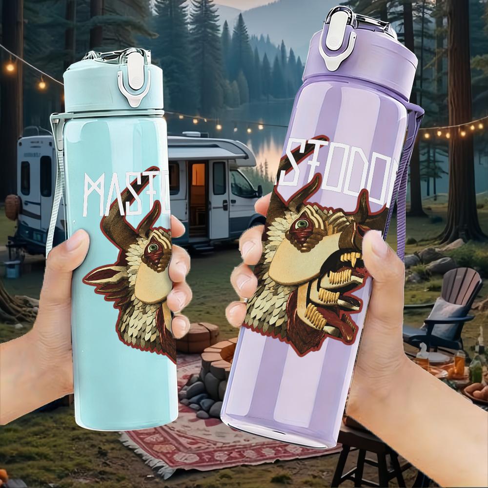 1PC Stag deer animal monochrome print 750ml colorful plastic sports water bottle leakproof pop up lid with straw for outdoor work home use