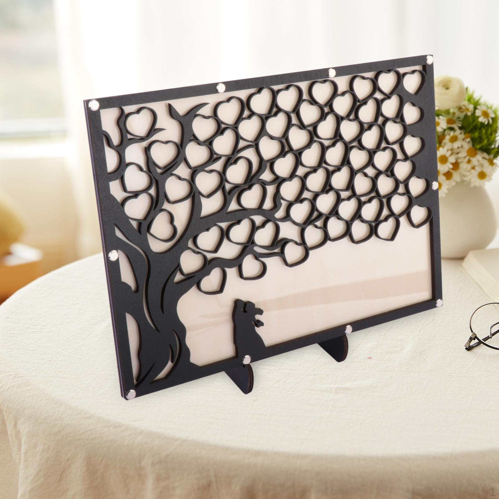 

Wedding Guest Book Decor Souvenirs Decorative Reception with Wooden Hearts for Anniversary