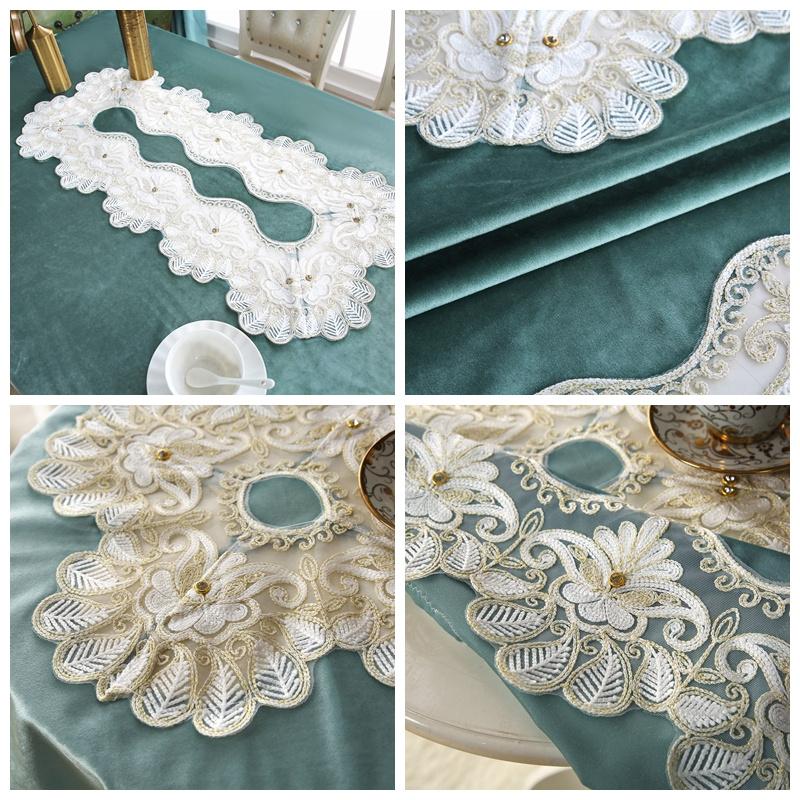 European Light Luxury Suede Embroidery Diamond-inlaid Household Decorative Tablecloth Home Textile