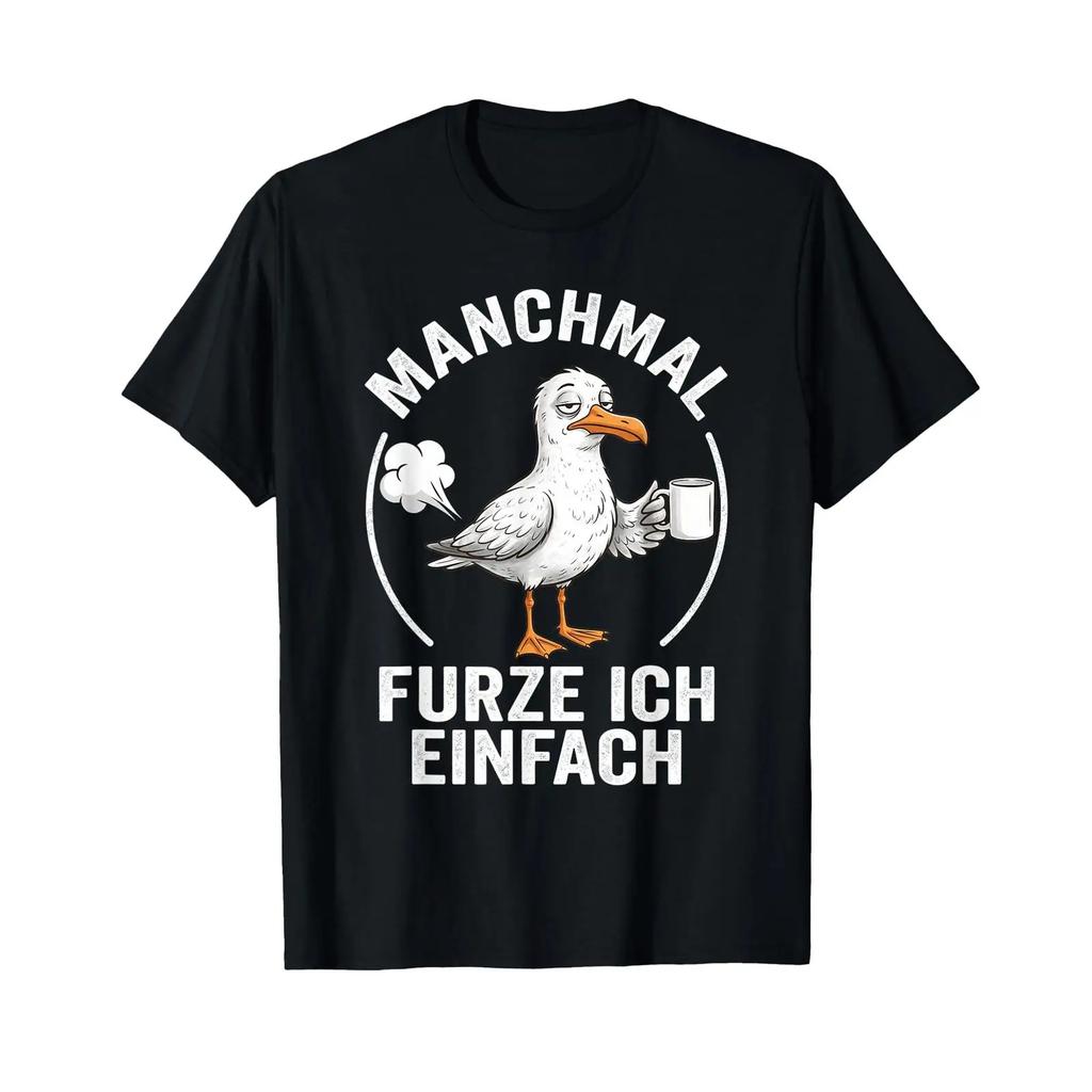 Unisexmal Furze I Just Seagull T Shirt Vintage Washed Streetwear Graphic Fashion Versatile Breathable Soft Slightly Homme