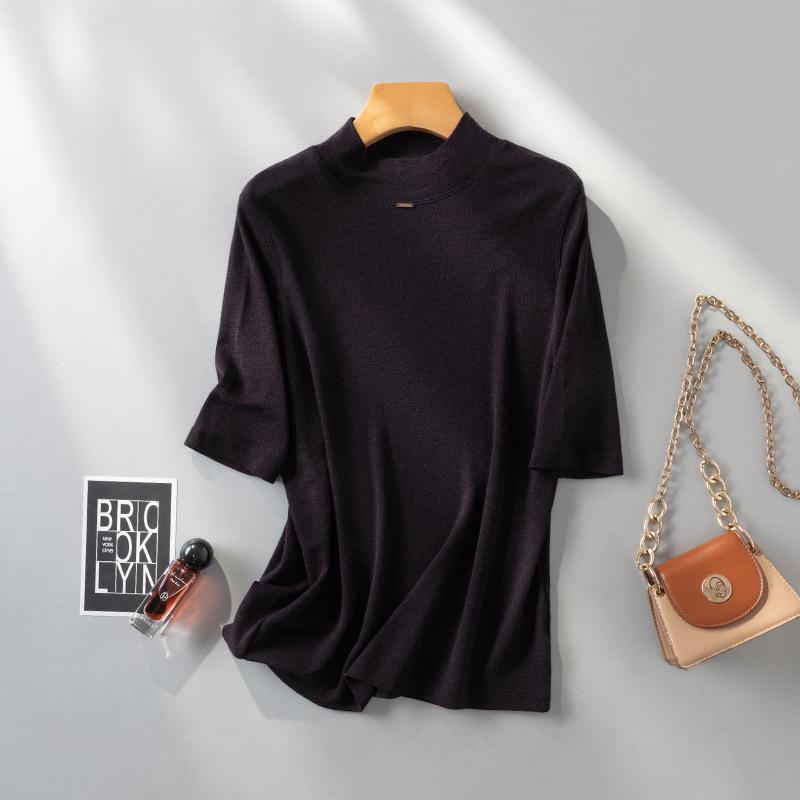 Puyuan 2025 Women's High Neck Merino Wool Base Layer - Classic Autumn/Winter Mid-Sleeve Essential