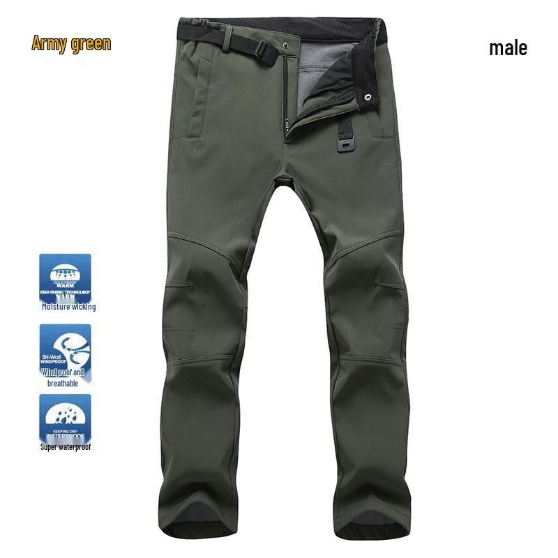 Men's and Women's Windproof Softshell Fleece Pants for Skiing, Mountaineering, and Outdoor Sports - Slim Fit, Plus Size, Autumn/Winter.