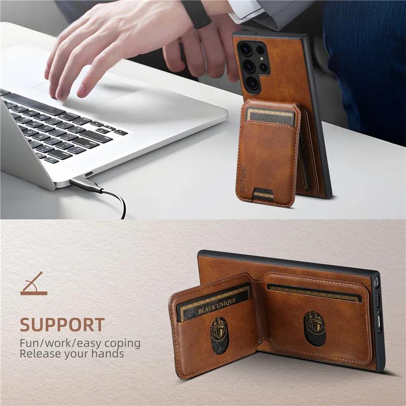 Multifunctional Magnetic Leather Phone Case For Samsung Galaxy S26 Ultra S25 Plus Ultra S24 S23 S22 Ultra Plus S21 Note20Ultra
